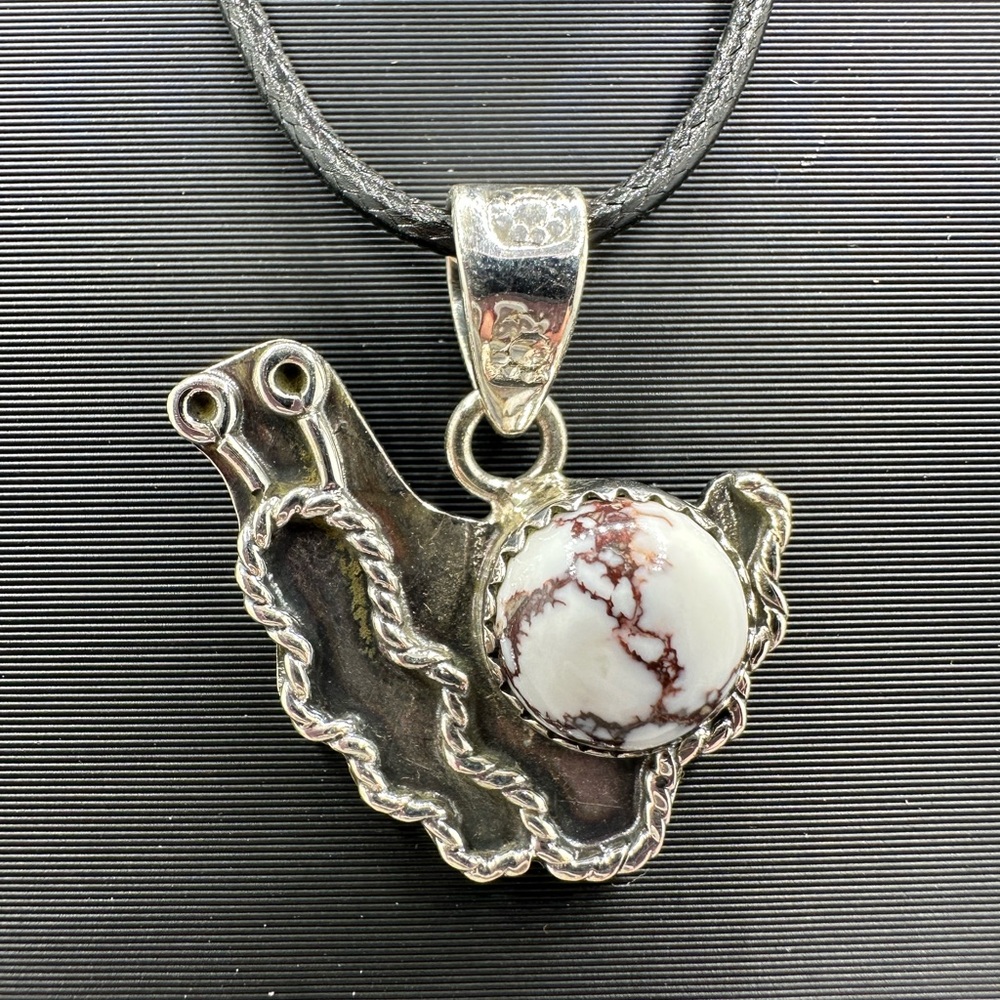 🐌 Wild Horse Jasper Snail Adjustable Sterling Silver 925 Pendant GARY